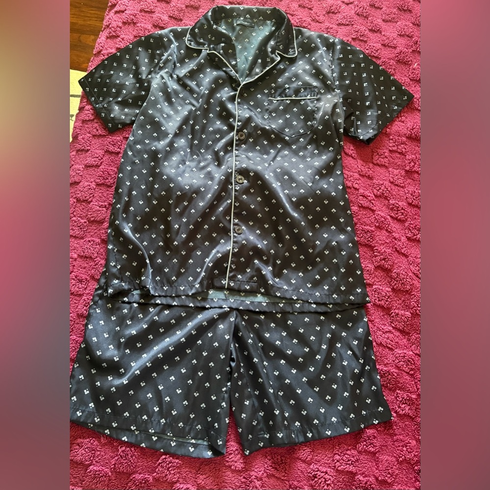 Men’s Twin Boat Sleep Set Navy Blue and White Size Medium